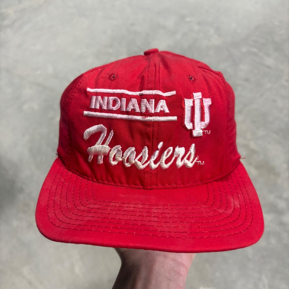 Vintage Indiana Hoosiers Snapback Hat Red IU NCAA Made in USA Cap Mens
